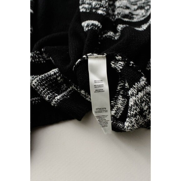 Chico's womens short sleeve knit open cardigan black and white L - Picture 5 of 7